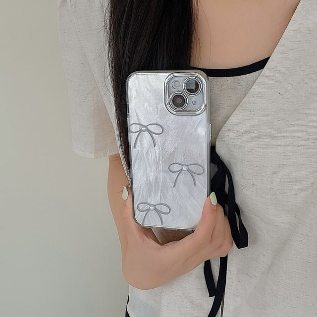 Phone Bow Case Pearl Faux