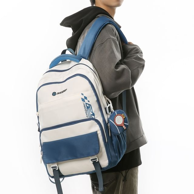 Nylon Backpack Set: Lettering Coin + Buckled Purse