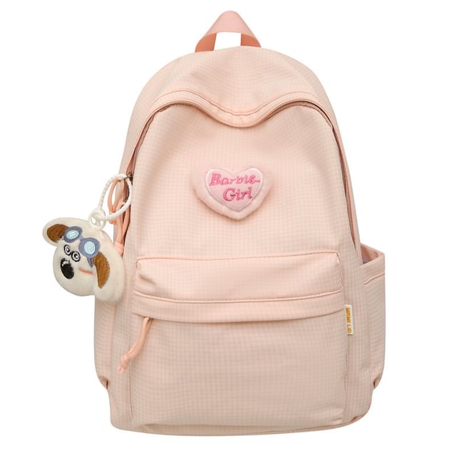 Nylon Backpack Set Brooch / Plaid