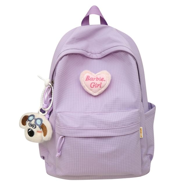 Nylon Backpack Set Brooch / Plaid