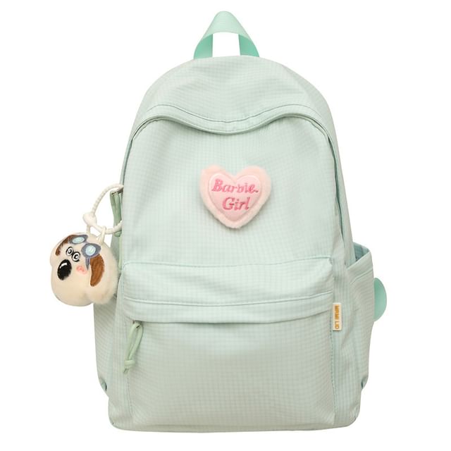 Nylon Backpack Set Brooch / Plaid