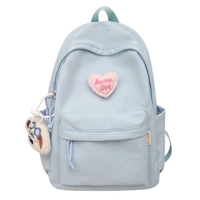 Nylon Backpack Set Brooch / Plaid