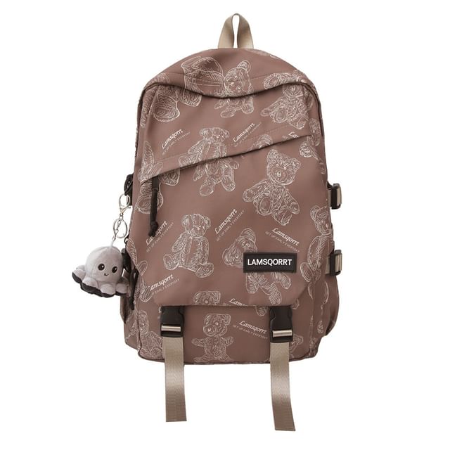 Buckled Backpack Print Nylon Bear
