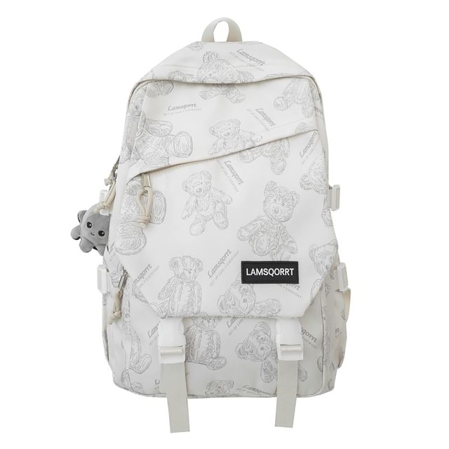 Buckled Backpack Print Nylon Bear