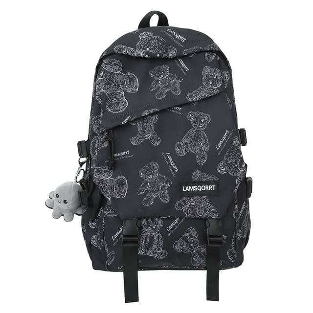 Buckled Backpack Print Nylon Bear