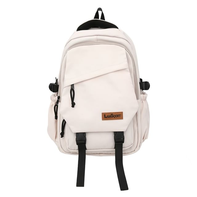 Nylon Backpack Lettering Applique Buckled