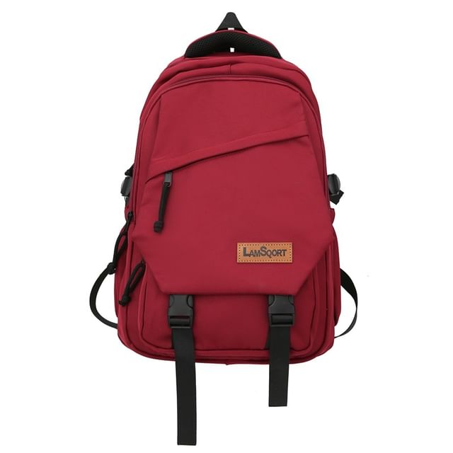 Nylon Backpack Lettering Applique Buckled