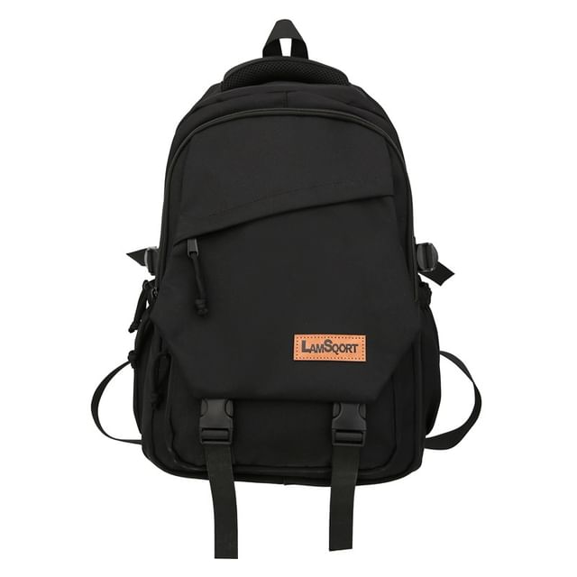 Nylon Backpack Lettering Applique Buckled