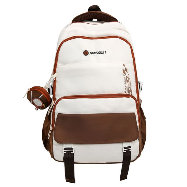 Nylon Backpack Set: Lettering Coin + Buckled Purse