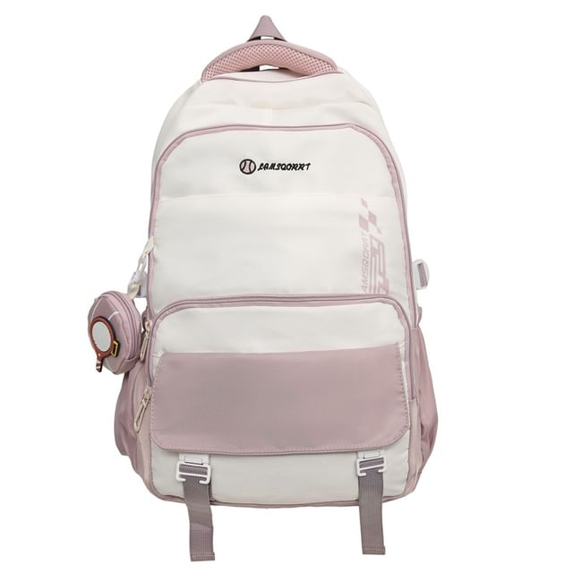 Nylon Backpack Set: Lettering Coin + Buckled Purse