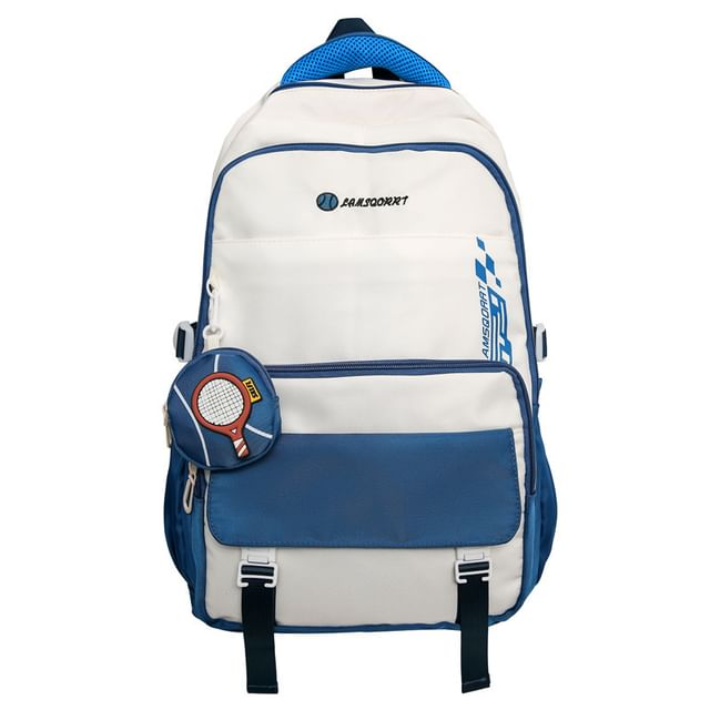 Nylon Backpack Set: Lettering Coin + Buckled Purse