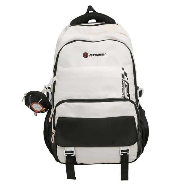 Nylon Backpack Set: Lettering Coin + Buckled Purse