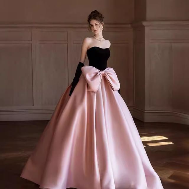 Tone Ball Strapless Bow Two Gown