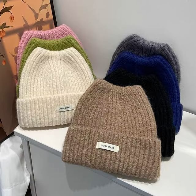 Beanie Applique Lettering Knit