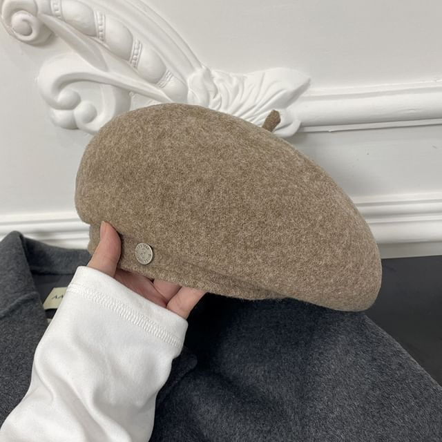 Wool Hat Disc Beret Metal