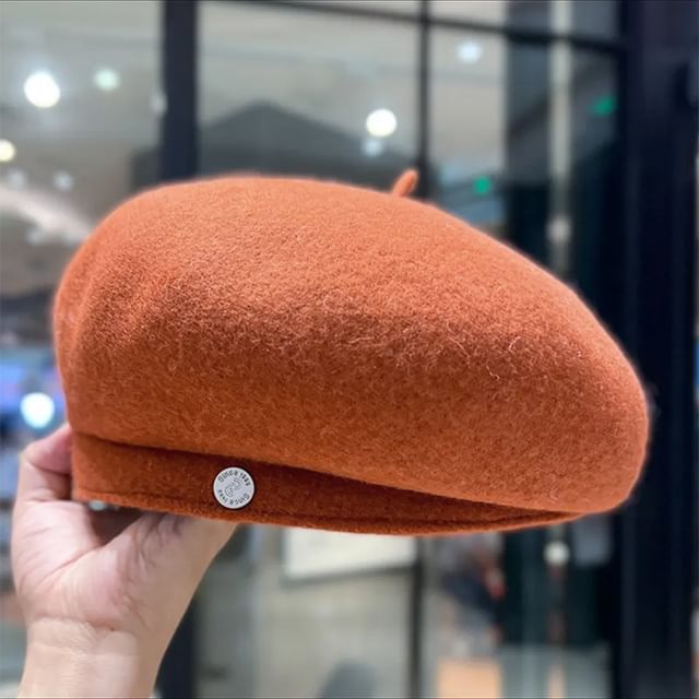 Wool Hat Disc Beret Metal