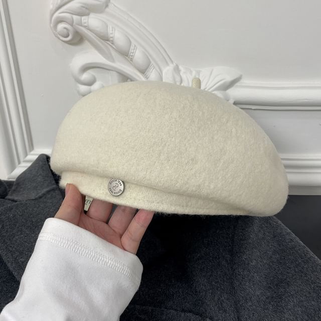 Wool Hat Disc Beret Metal