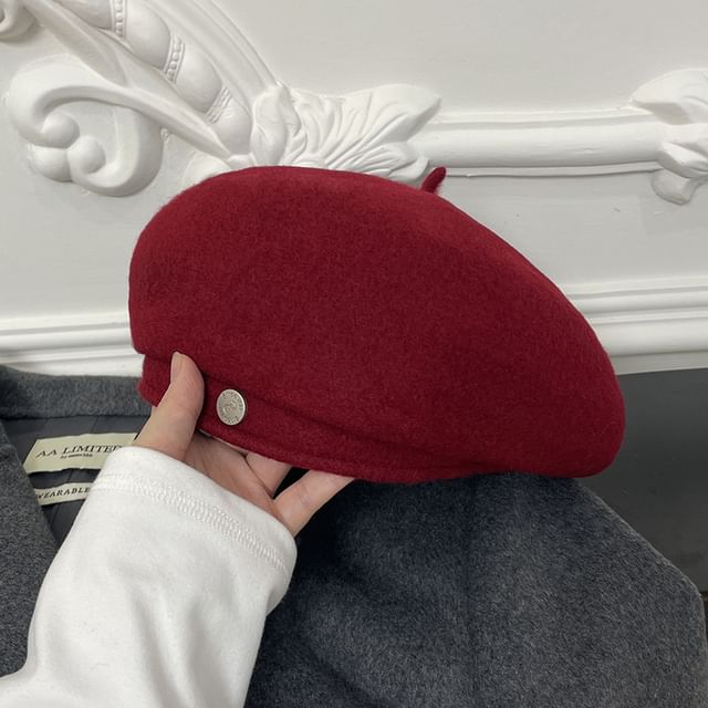 Wool Hat Disc Beret Metal