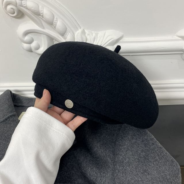 Wool Hat Disc Beret Metal