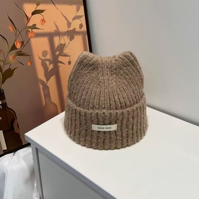 Beanie Applique Lettering Knit