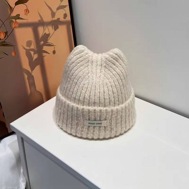 Beanie Applique Lettering Knit