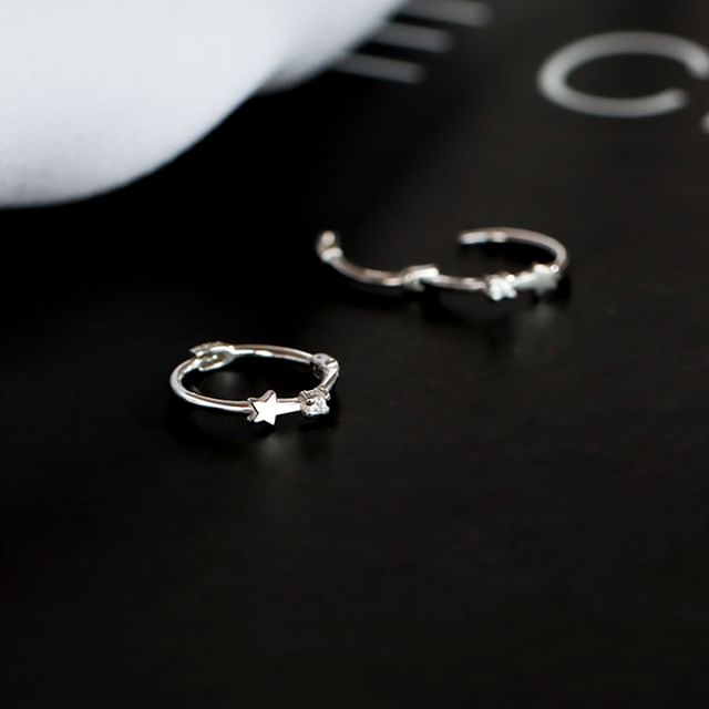 Silver Huggie / Earring S925 Ear Sterling Star Cuff