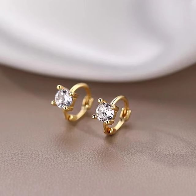 Alloy Huggie Rhinestone Earring