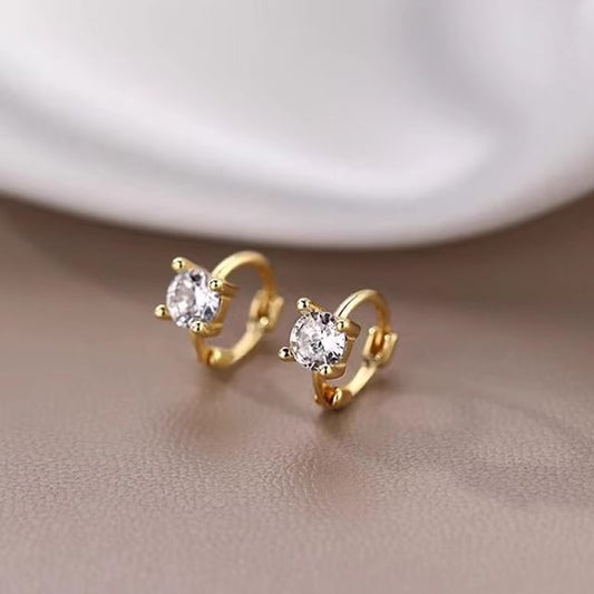 Alloy Huggie Rhinestone Earring