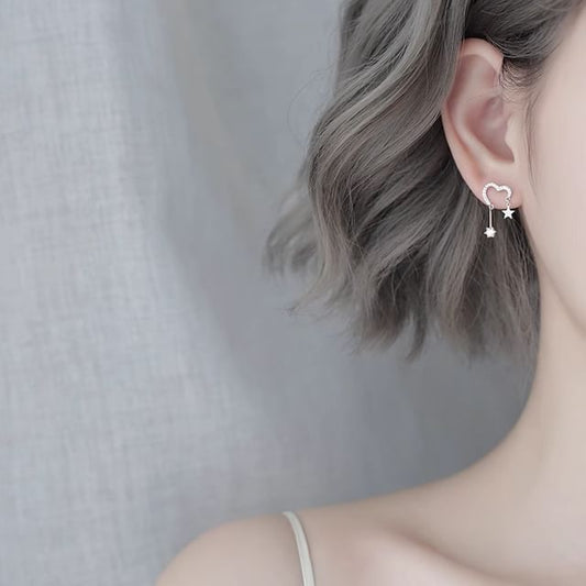 Heart Alloy Drop Star Earring