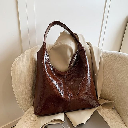 Faux Tote Leather Plain Bag