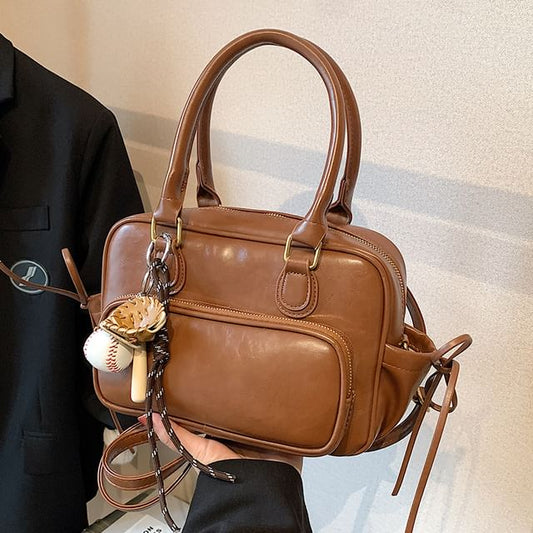 Bag Accent / Leather Charm Set Bow Backpack Faux Plain