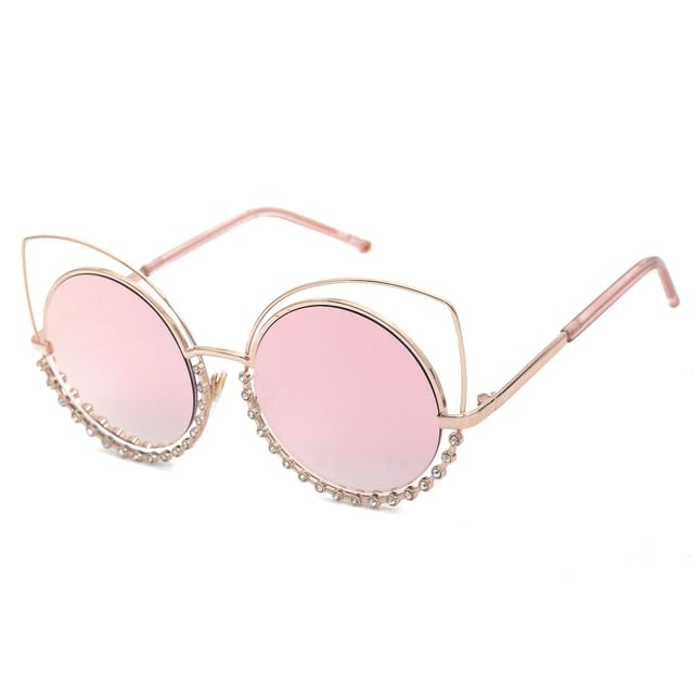 Eye Sunglasses Rhinestone Cat Metal Frame