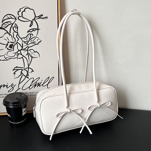 Shoulder Leather Bag Bow Faux