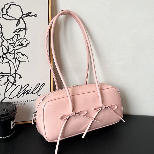 Shoulder Leather Bag Bow Faux