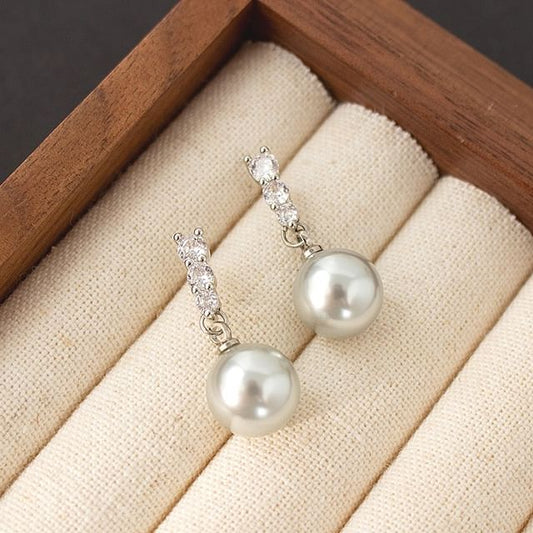 Rhinestone Faux Pearl Dangle Alloy Earring