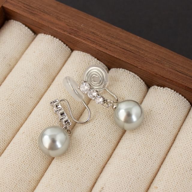 Rhinestone Faux Pearl Dangle Alloy Earring