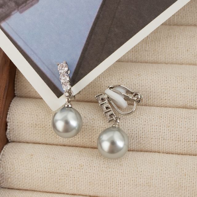 Rhinestone Faux Pearl Dangle Alloy Earring