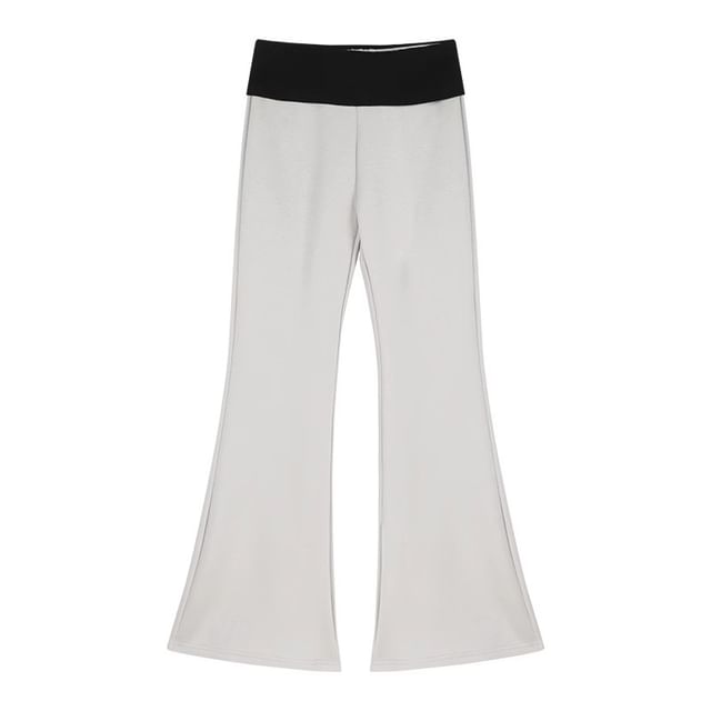 Plain Sweatpants Drawstring / High Hoodie Two Rise Tone Crop Zip Bootcut