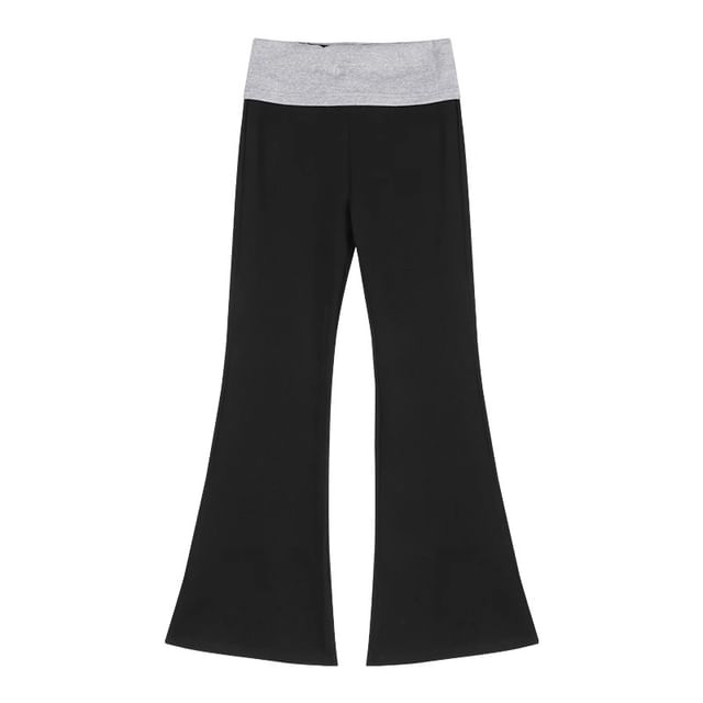 Plain Sweatpants Drawstring / High Hoodie Two Rise Tone Crop Zip Bootcut