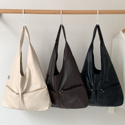 Tote Multi-Pocket Leather Bag Faux