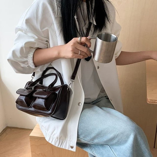 Leather Crossbody Faux Multi-Pocket Bag