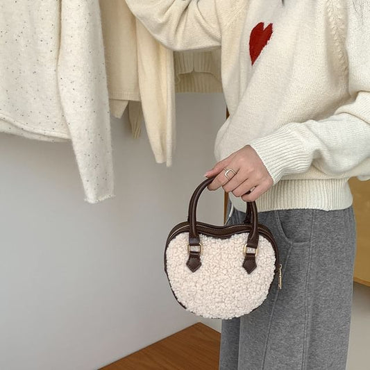 Crossbody Heart Bag Shearling Faux
