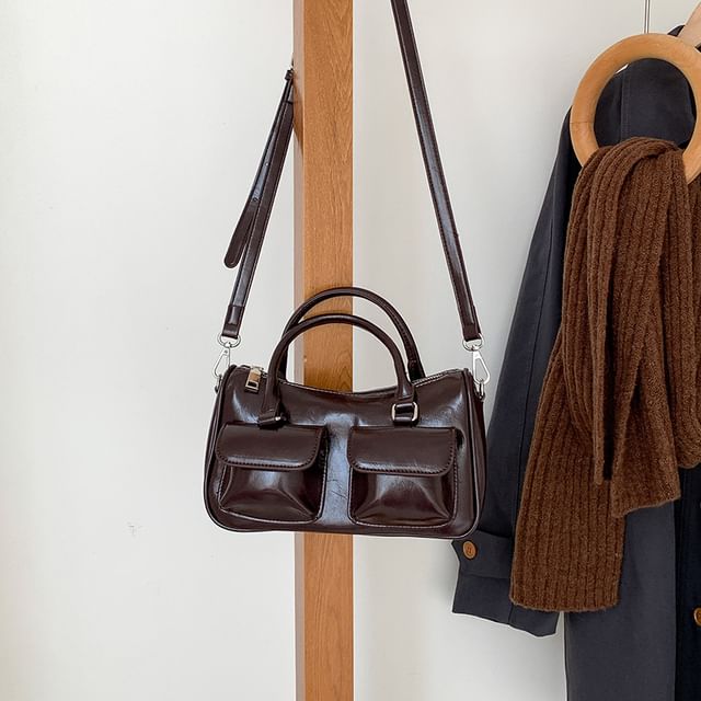 Leather Crossbody Faux Multi-Pocket Bag