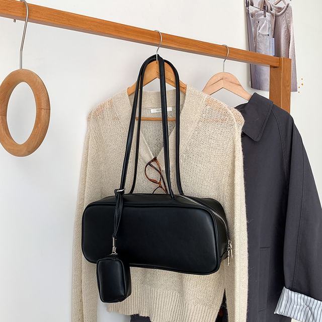 Bag Coin + Shoulder Set: Leather Faux Purse