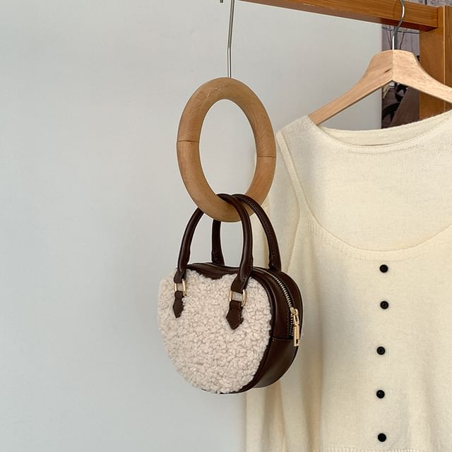 Crossbody Heart Bag Shearling Faux