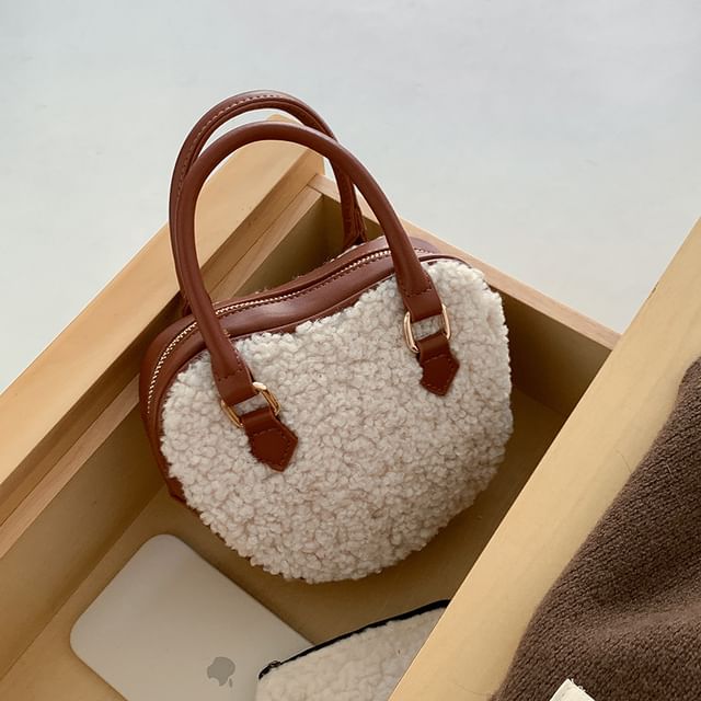Crossbody Heart Bag Shearling Faux