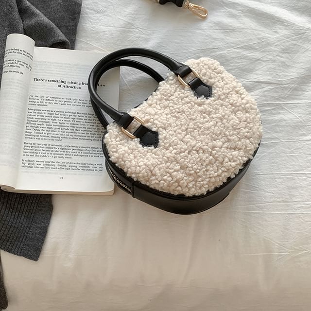Crossbody Heart Bag Shearling Faux