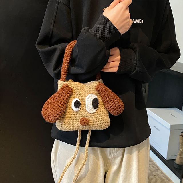 Handle Bag Knit Dog Top Crossbody