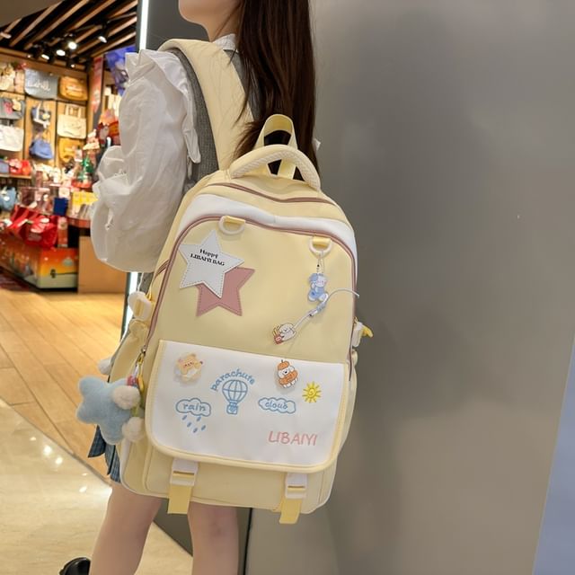 / Laptop Embroidered Backpack Tote Star Nylon Applique Bag Charm Badge Set