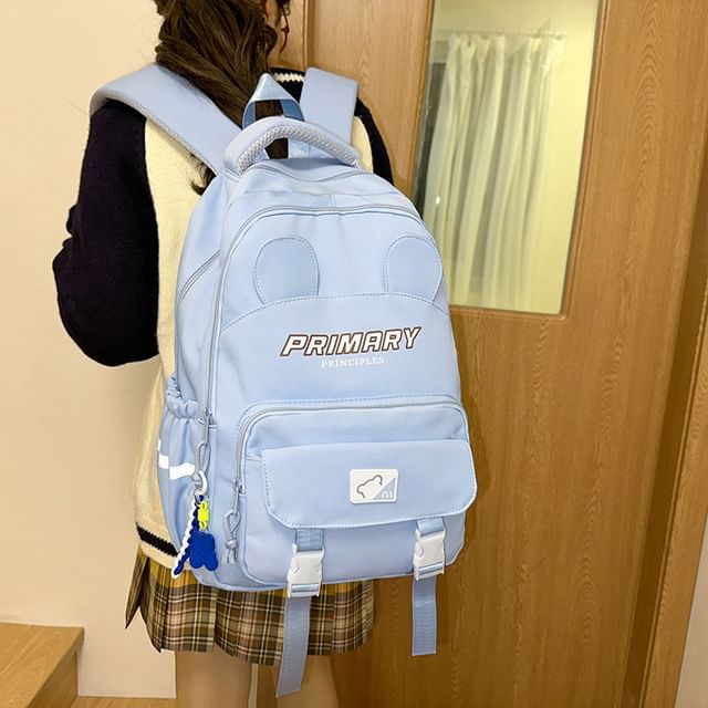 Lettering Nylon Print Backpack Laptop